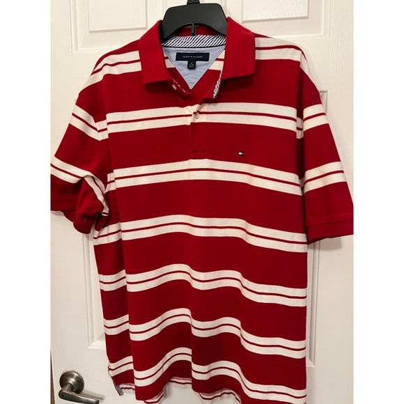 Tommy Hilfiger Men's Big & Tall Red‎ & White Polo TG/XG - Picture 1 of 6
